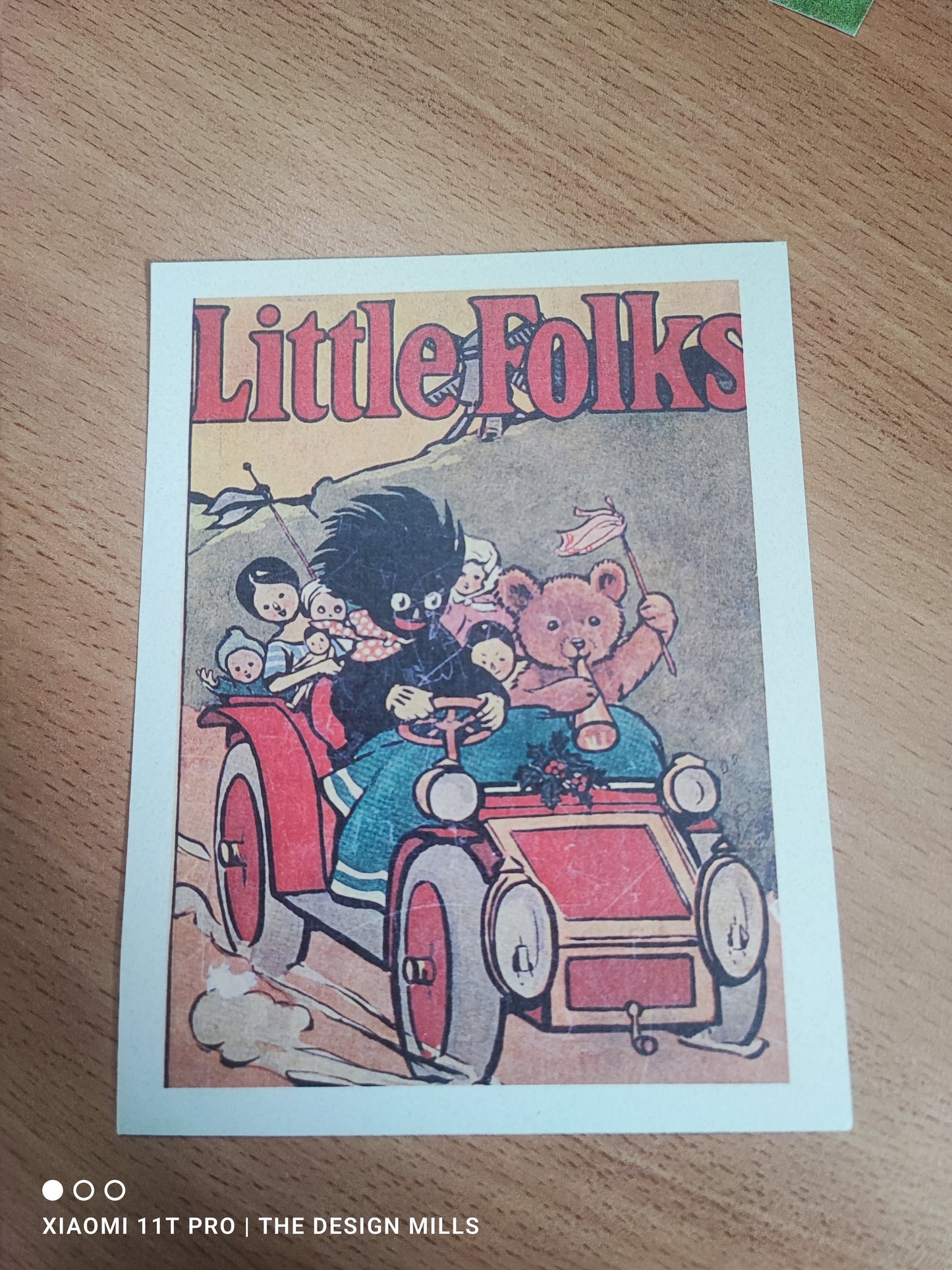 Little Folks Golly in Car Postcard
