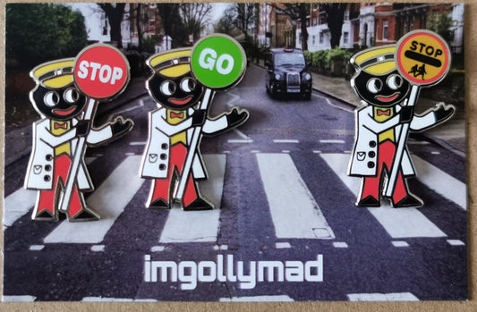 Lollipopman Trio of Badges image - GollyBadges.com