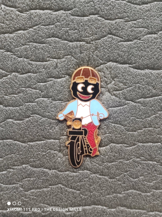 Motorcyclist White Vest Brown Hat