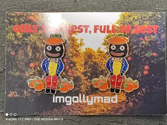 Orange Seller Unenamelled Bowtie and Buttons Pair