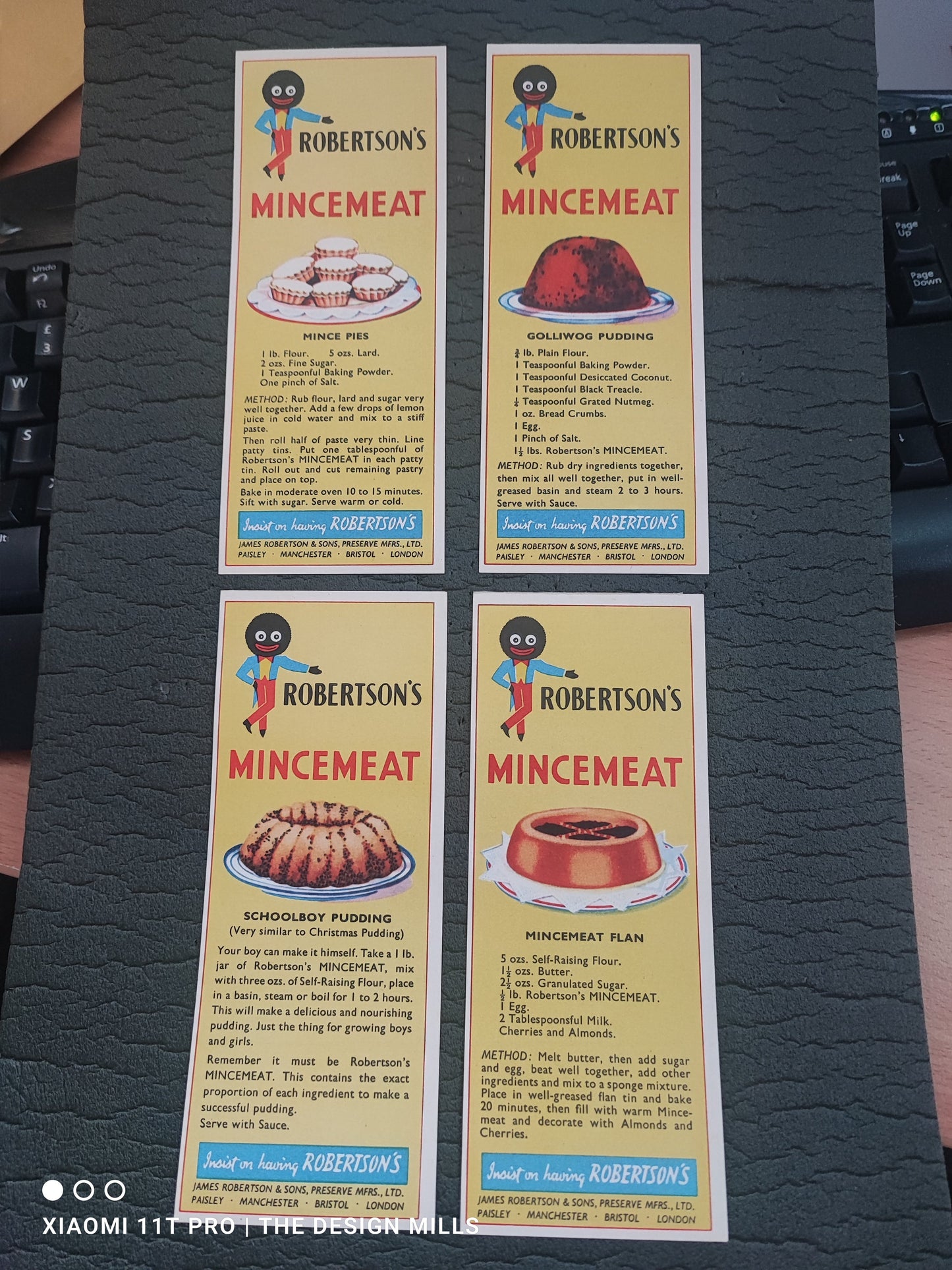 Set of 4 Robertson's Recipe Slips