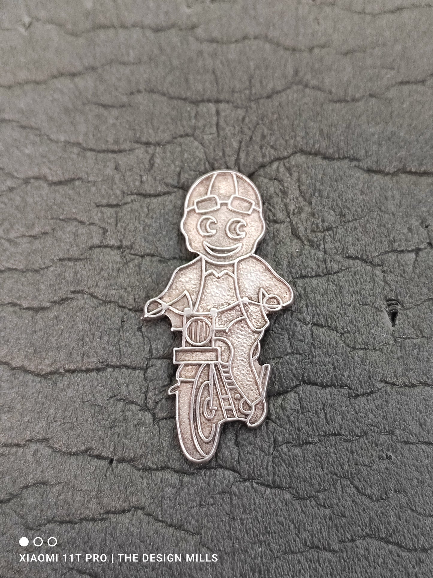 Sterling Silver Motorcyclist Unenamelled