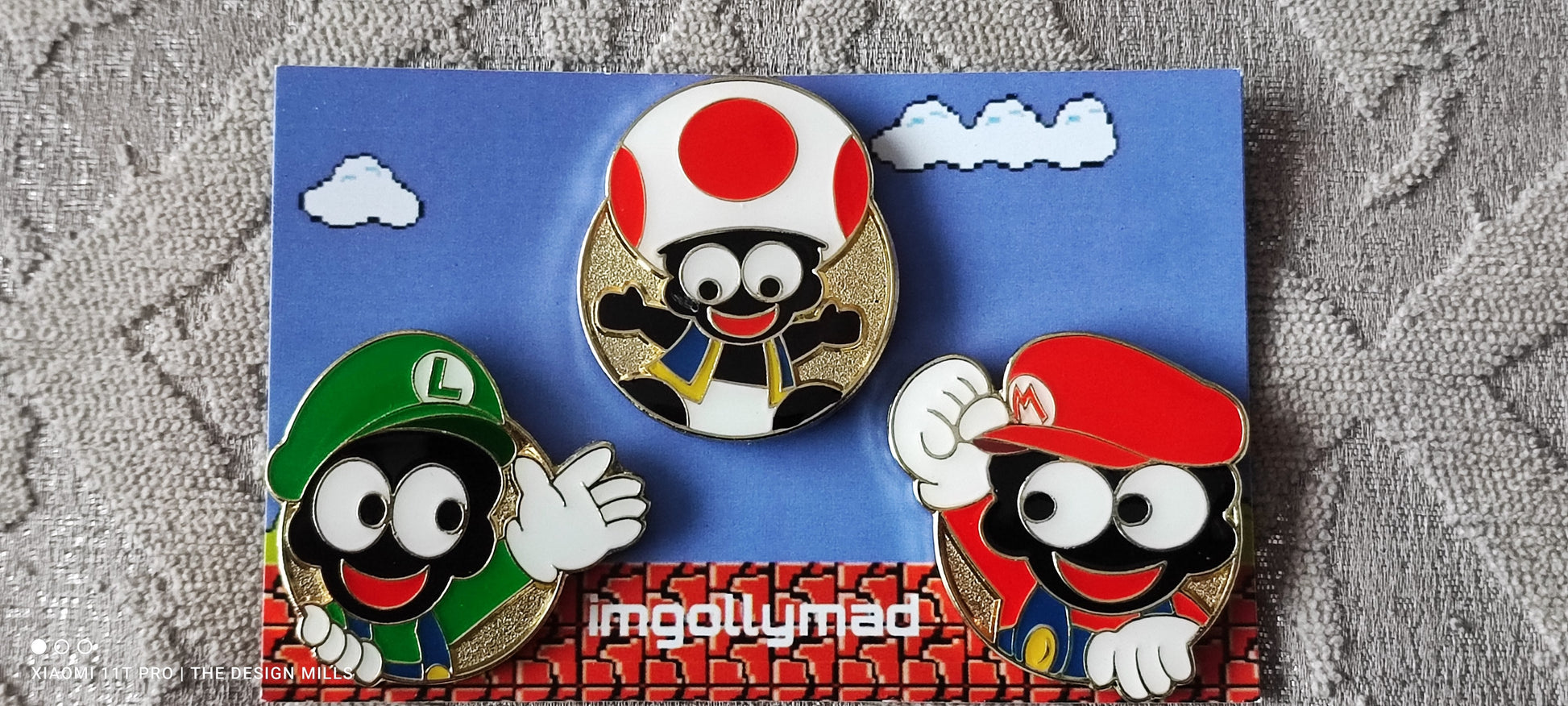 Super Mario Trio of Badges GOLD SPECIAL image - GollyBadges.com