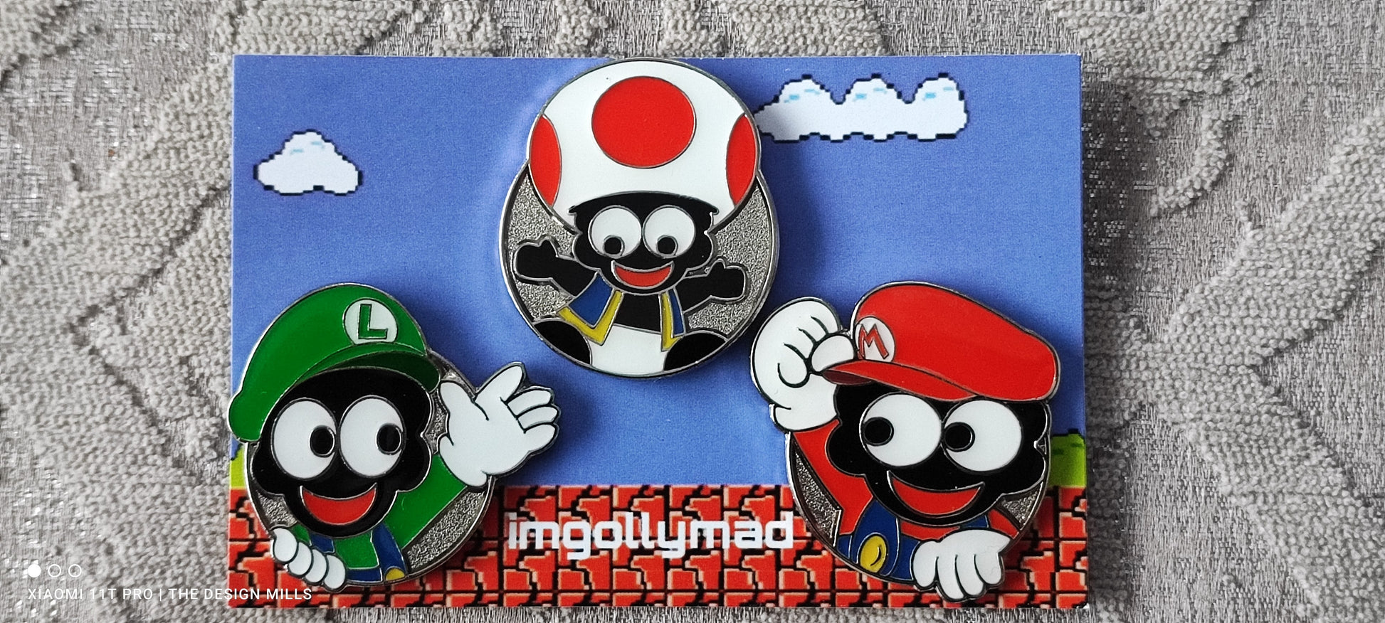 Super Mario Trio of Badges SILVER SPECIAL image - GollyBadges.com