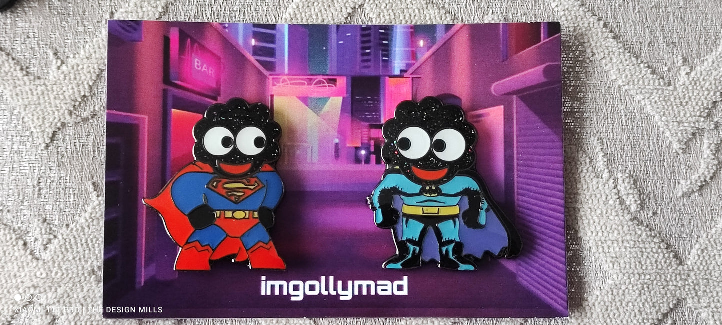 Superheroes Glitterheads Set of 4 Badges image - GollyBadges.com