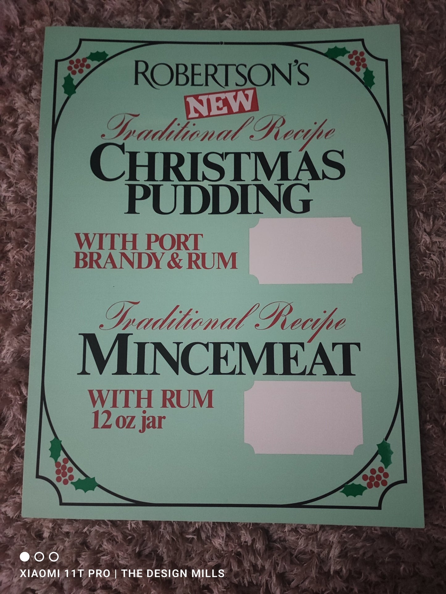 Xmas Pudding Showcard 18”W x 24”H